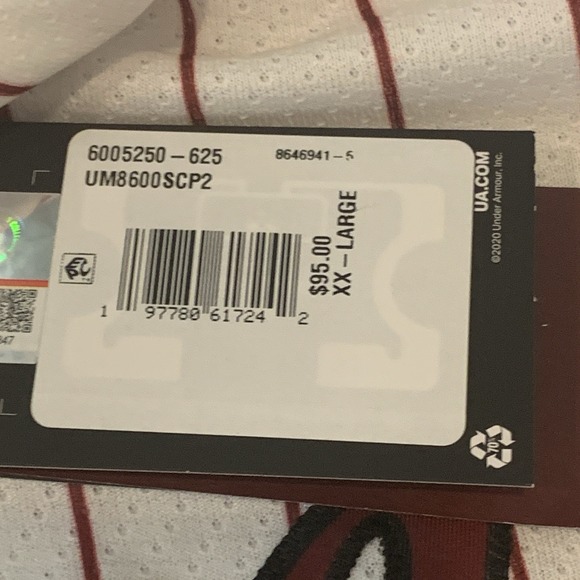 Under Armour South Carolina Gamecocks White Baseball Jersey Men's Size 2X-Large - Picture 5 of 7